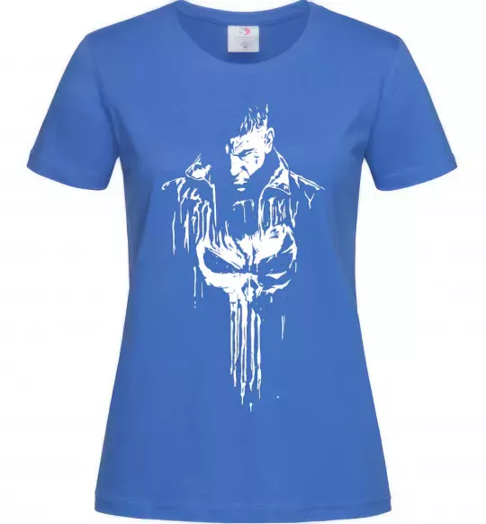 Женская футболка Punisher white Ярко-синий фото