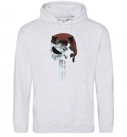 Мужская толстовка (худи) Punisher red Серый меланж фото