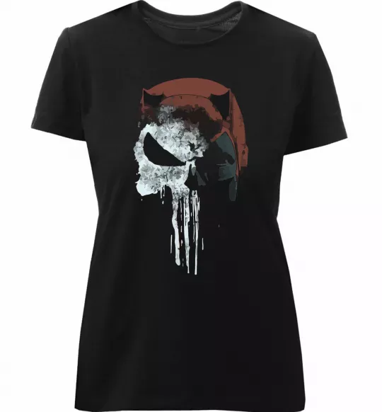 Жіноча преміум футболка Punisher red Чорний фото
