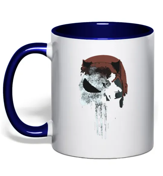 Чашка з кольоровою ручкою Punisher red Глибокий темно-синій фото