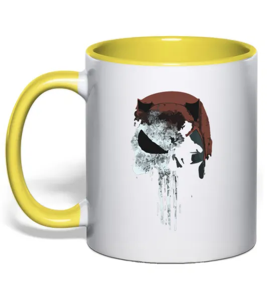 Чашка з кольоровою ручкою Punisher red Лимонний фото