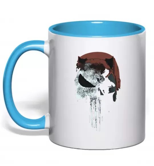 Чашка з кольоровою ручкою Punisher red Блакитний фото