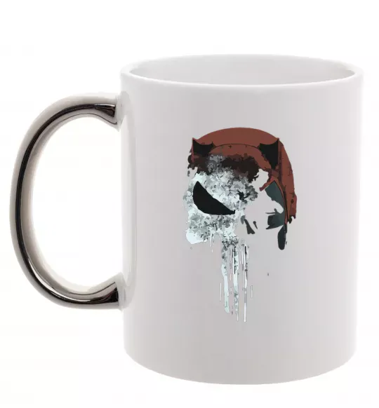 Чашка з кольоровою ручкою Punisher red Срібло фото