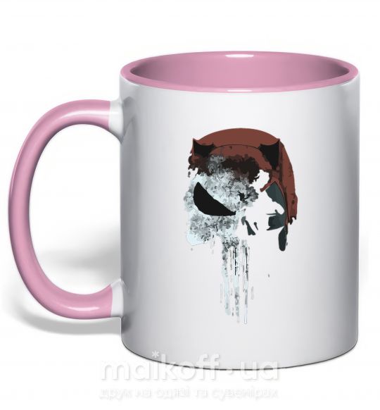 Чашка з кольоровою ручкою Punisher red Ніжно рожевий фото
