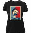 Женская премиум футболка Морті арт Черный фото