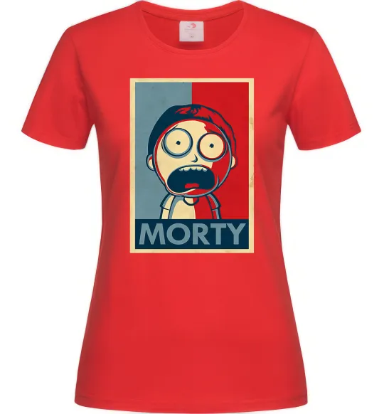 Женская футболка Морті арт Красный фото