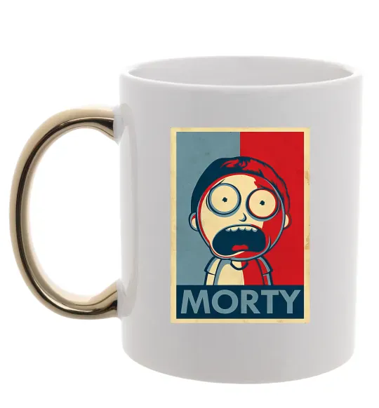 Чашка с цветной ручкой Морті арт Золото фото