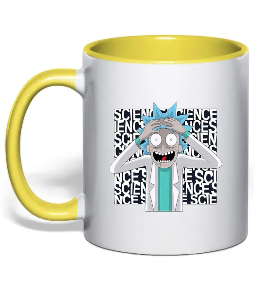 Чашка з кольоровою ручкою Science Rick Лимонний фото