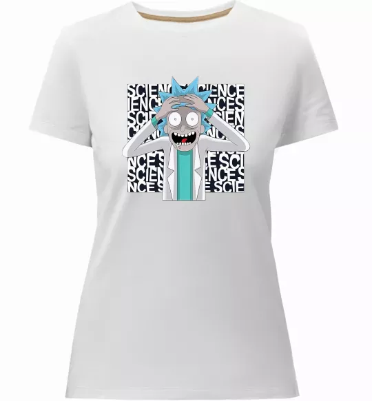 Женская премиум футболка Science Rick Белый фото
