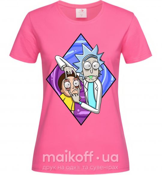 Женская футболка Рик и Морти смотри Ярко-розовый фото
