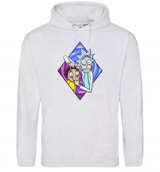 Мужская толстовка (худи) Рік і Морті дивись Серый меланж фото