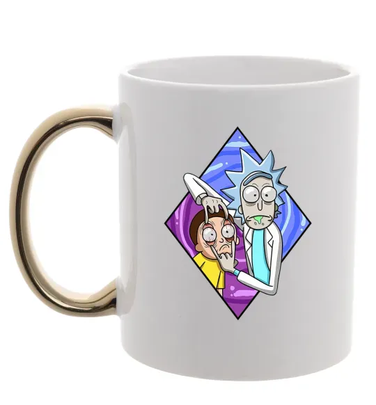 Чашка с цветной ручкой Рік і Морті дивись Золото фото