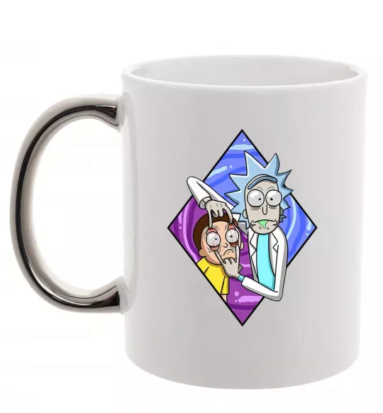 Чашка с цветной ручкой Рік і Морті дивись Серебро фото