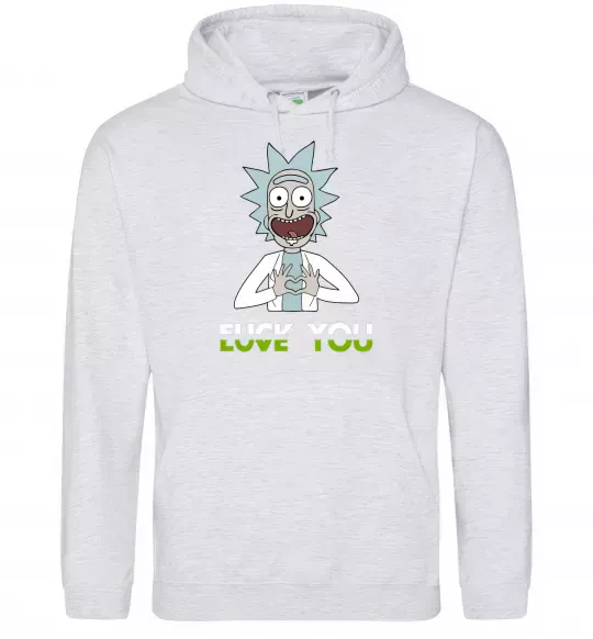 Женская толстовка (худи) Rick Love you Серый меланж фото