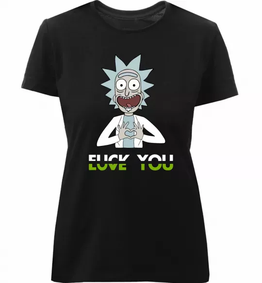 Жіноча преміум футболка Rick Love you Чорний фото