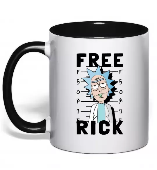 Чашка з кольоровою ручкою Free Rick Чорний фото