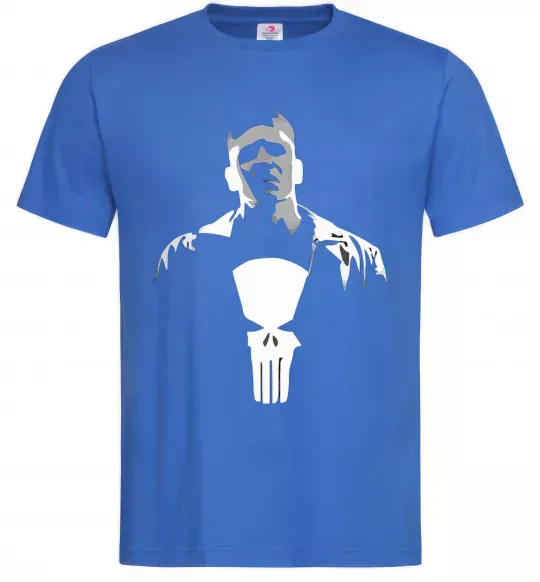 Чоловіча футболка Каратель біло-сірий Яскраво-синій фото