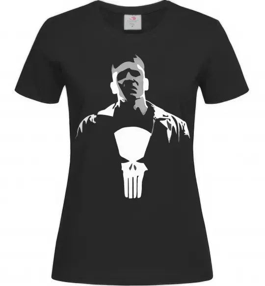 Жіноча футболка Каратель біло-сірий Чорний фото