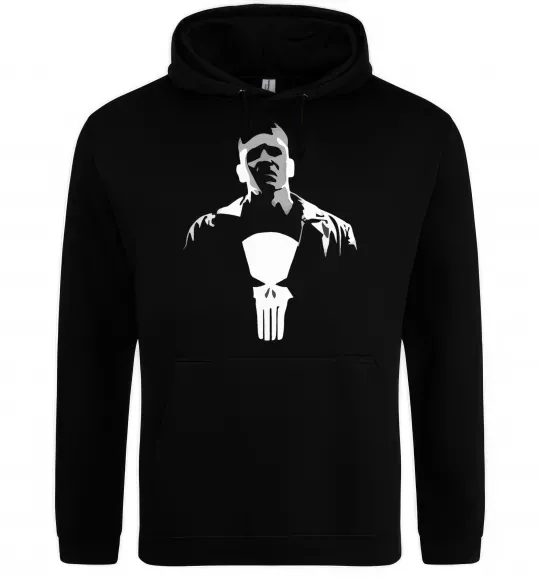 Мужская толстовка (худи) Каратель біло-сірий Черный фото