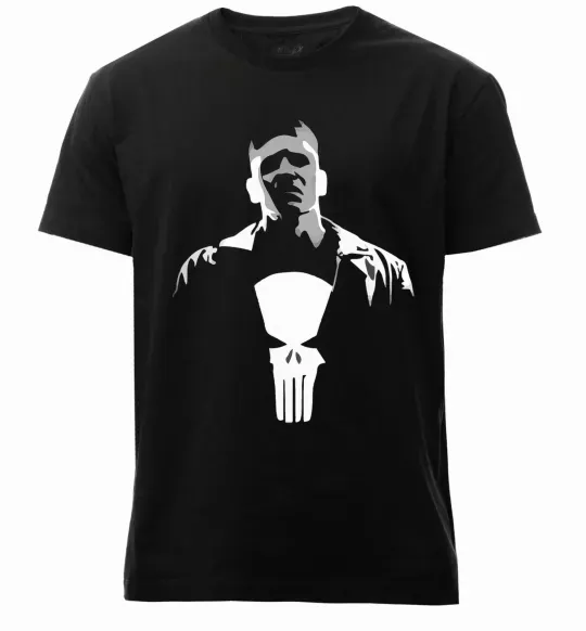 Мужская премиум футболка Каратель біло-сірий Черный фото