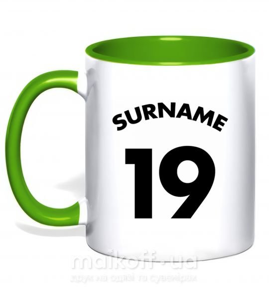 Чашка з кольоровою ручкою Surname 19 Зелений фото