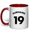 Чашка з кольоровою ручкою Surname 19 Червоний фото