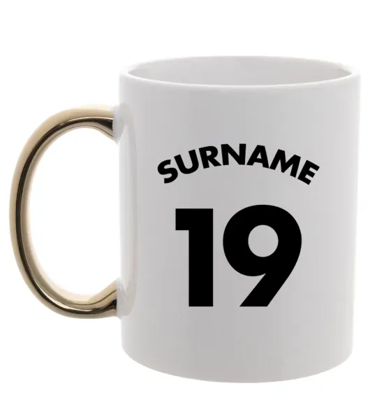 Чашка з кольоровою ручкою Surname 19 Золото фото
