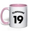 Чашка с цветной ручкой Surname 19 Нежно розовый фото