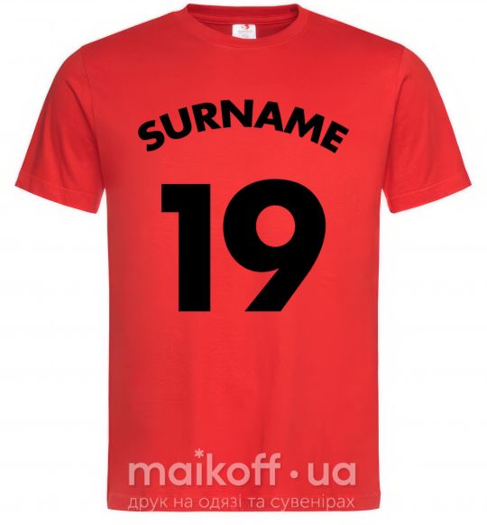 Мужская футболка Surname 19 Красный фото