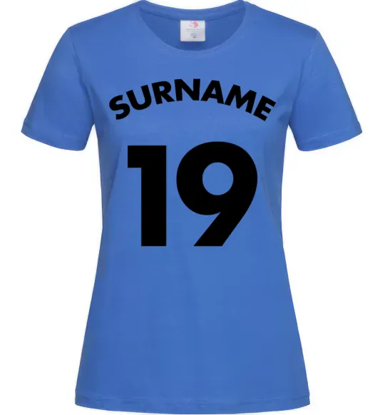 Женская футболка Surname 19 Ярко-синий фото
