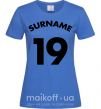 Женская футболка Surname 19 Ярко-синий фото