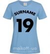 Жіноча футболка Surname 19 Блакитний фото