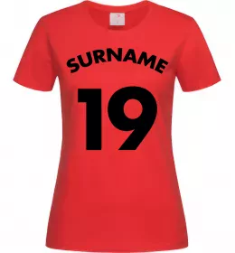 Женская футболка Surname 19 Красный фото