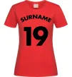 Женская футболка Surname 19 Красный фото