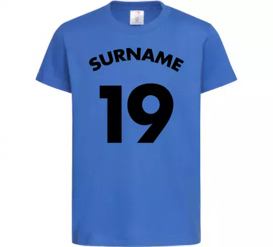Детская футболка Surname 19 Ярко-синий фото