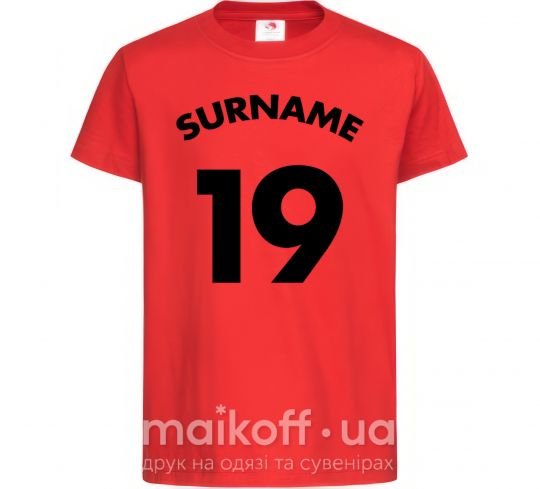 Детская футболка Surname 19 Красный фото