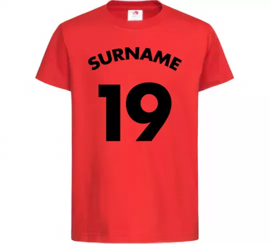 Детская футболка Surname 19 Красный фото