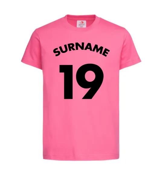 Дитяча футболка Surname 19 Яскраво-рожевий фото