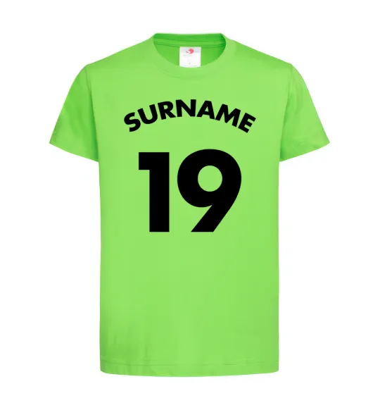 Дитяча футболка Surname 19 Лаймовий фото