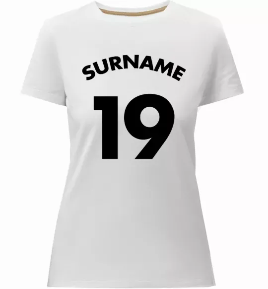 Женская премиум футболка Surname 19 Белый фото