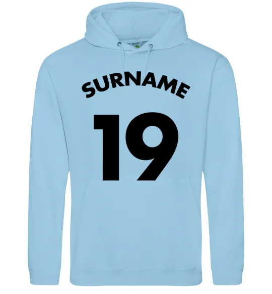 Мужская толстовка (худи) Surname 19 Голубой фото