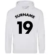 Женская толстовка (худи) Surname 19 Серый меланж фото