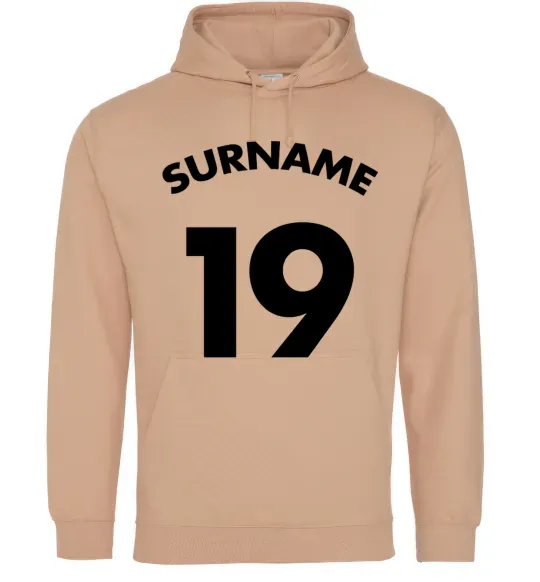 Женская толстовка (худи) Surname 19 Песочный фото