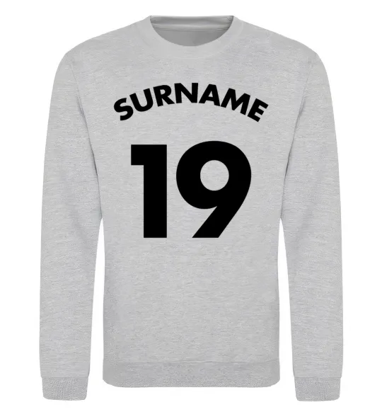 Свитшот Surname 19 Серый меланж фото