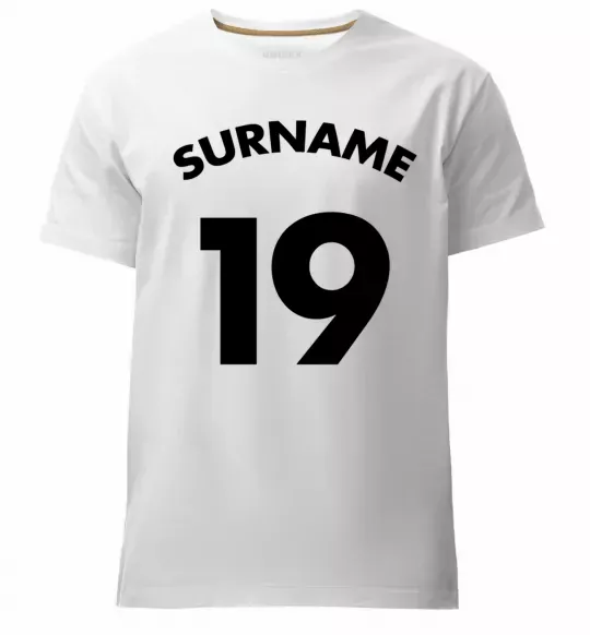 Чоловіча преміум футболка Surname 19 Білий фото