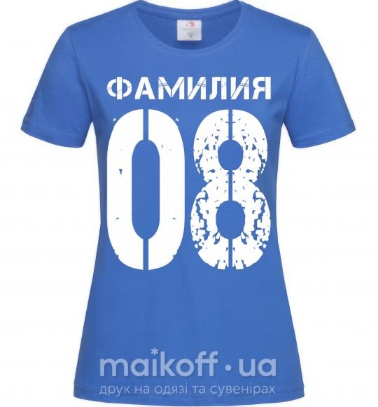 Жіноча футболка Фамилия 08 состарено Яскраво-синій фото