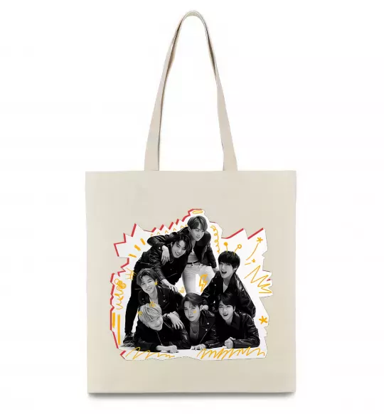 Эко-сумка BTS k-pop Бежевый фото