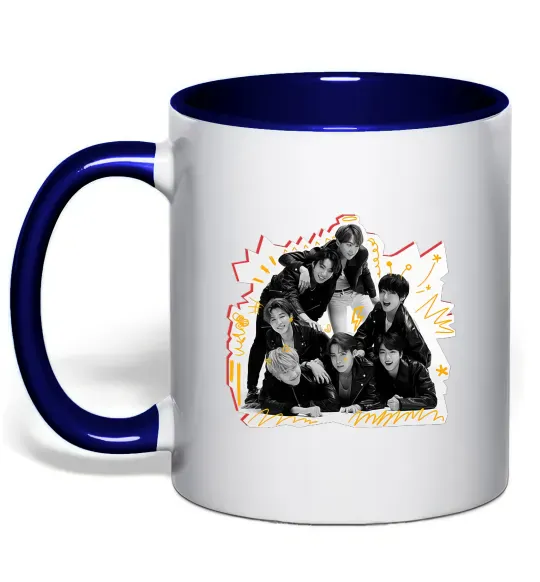 Чашка з кольоровою ручкою BTS k-pop Глибокий темно-синій фото