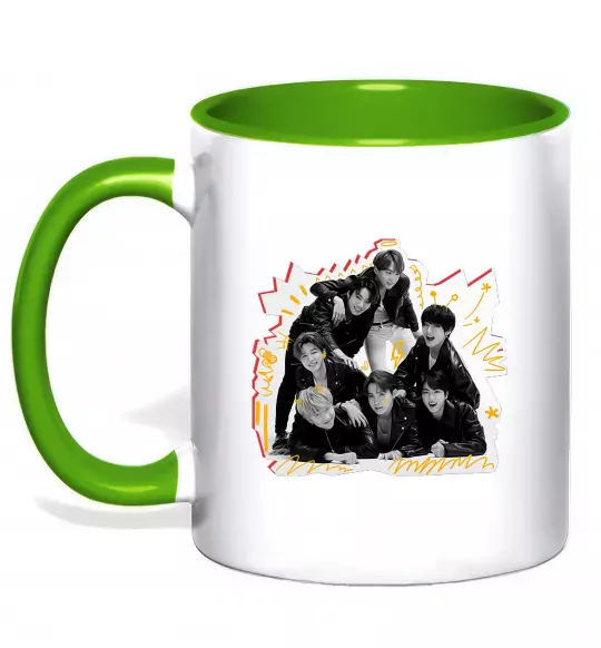 Чашка з кольоровою ручкою BTS k-pop Зелений фото