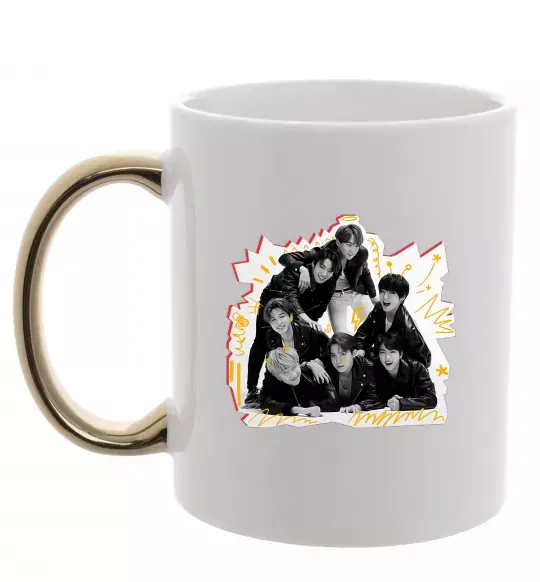 Чашка з кольоровою ручкою BTS k-pop Золото фото